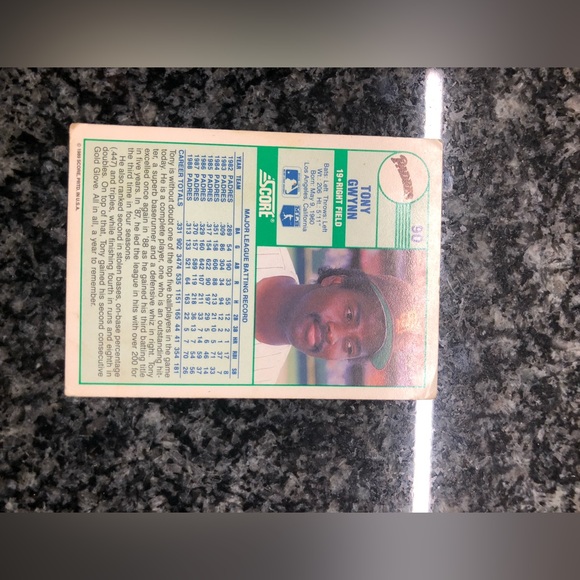 Tony Gwynn Score 1989 #90 baseball card!!! - Picture 2 of 2